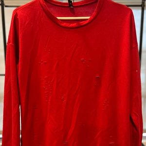 Red Distressed Sweater